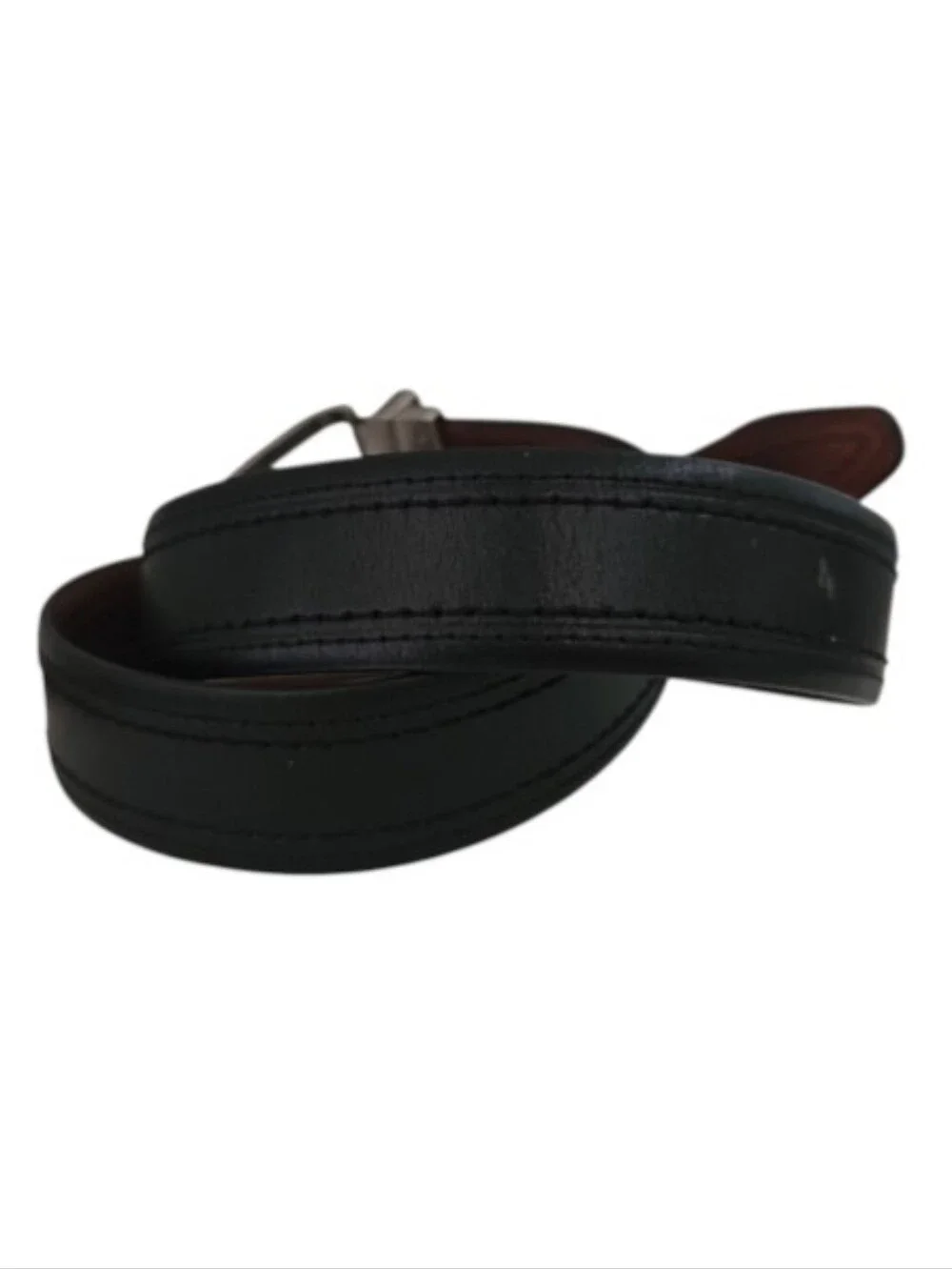 Columbia Reversible Leather Belt Men 38 Black Brown Silver Buckle Casual Neutral